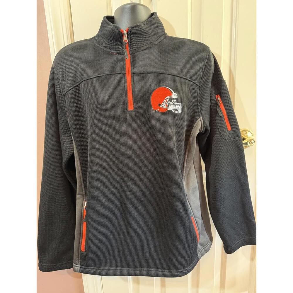 NFL Team Apparel Cleveland Browns 1/4 Zip Pullover Mens Size Large Black